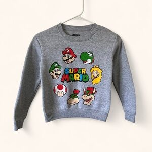 Youth Unisex Medium Size 8 Super Mario Nintendo Retro Gaming Gray Sweatshirt